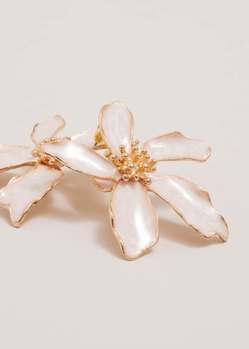 Phase Eight Enamel Oversized Flower Stud Jewellery White Australia | ND0354617